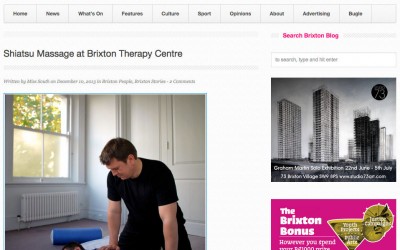 Shiatsu Feature on Brixton Blog